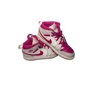 Air Jordan 1 Kids' Fuchsia and White Sneakers